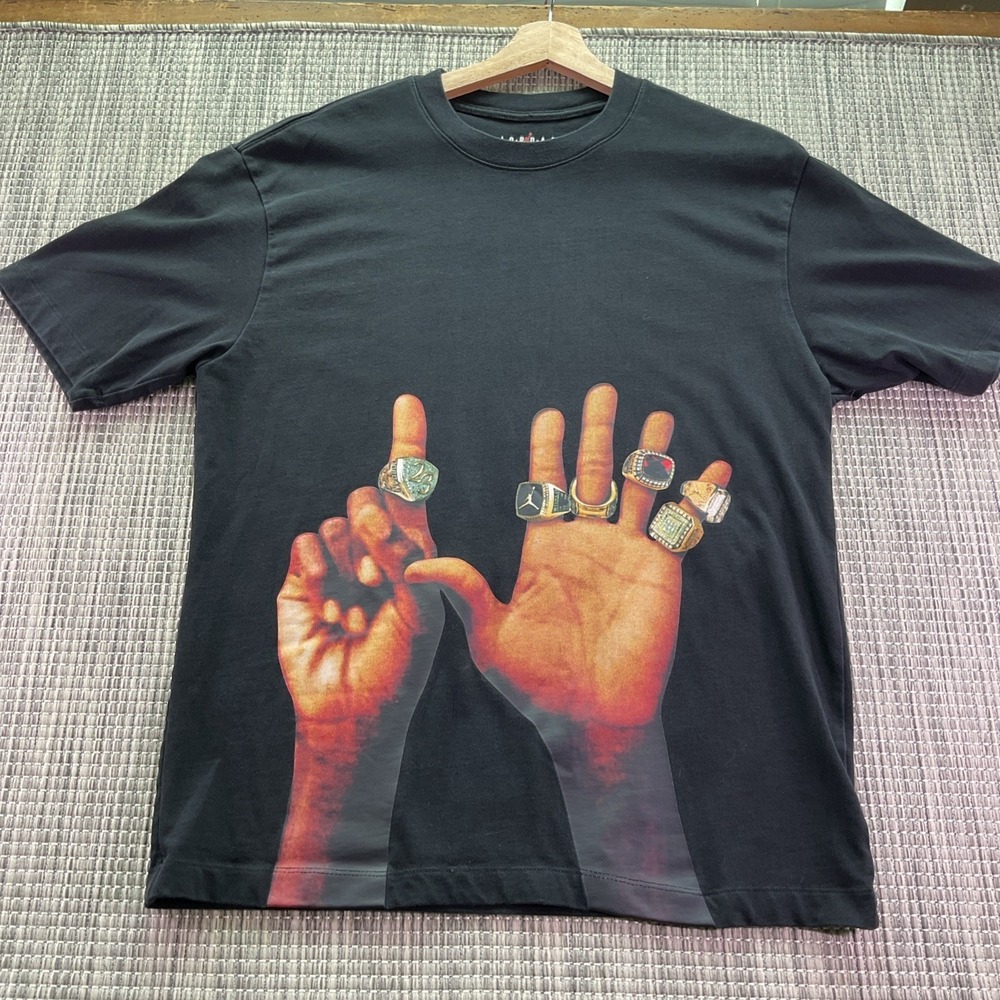 Jordan Mens 6 Rings Championship Graphic T-Shirt Black HJ2322-010 Size M